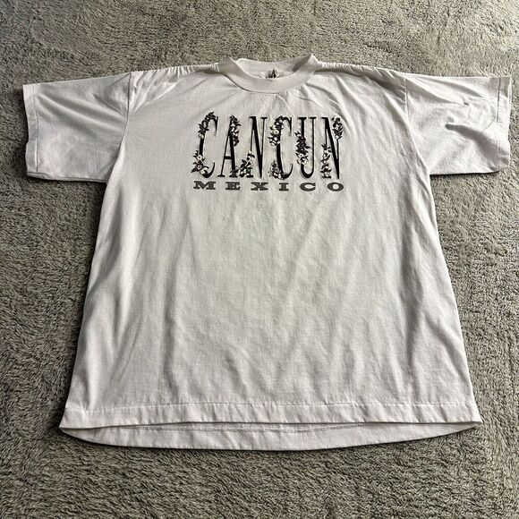 Vintage Destination T Shirt Mens 2x Mexico White Spell Out Floral‎ - Picture 1 of 10